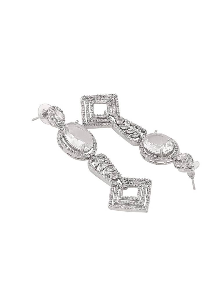 Silver-Tone Crystal Dangle Statement Earrings : ARNI-ER
