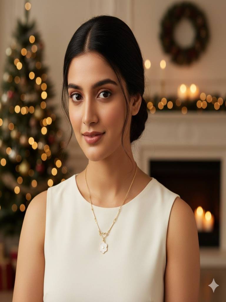18K Gold Plated Chic Heart Floral Enamel Link Pendant Necklace Anti Allergenic For Women : SCDELNL0021