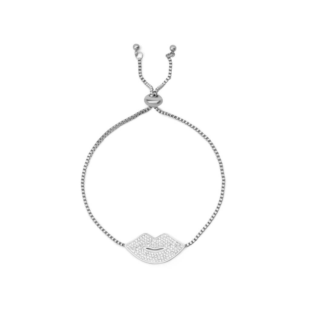 Crystaline Lip Motif Bolo Bracelet For Women - Waterproof & Anti-Tarnish : BR0500