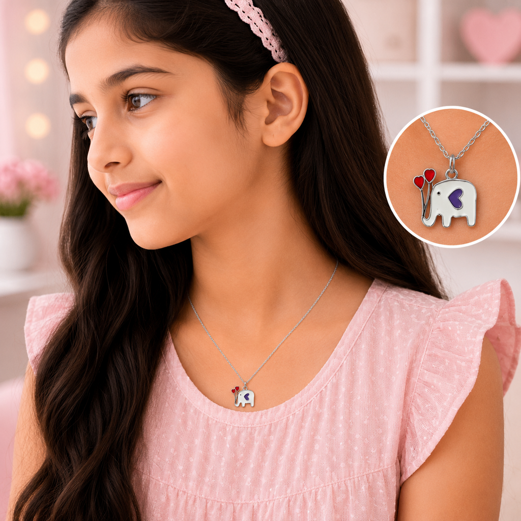 925 Silve Tiny Elephant Pendant Necklace : PH05995
