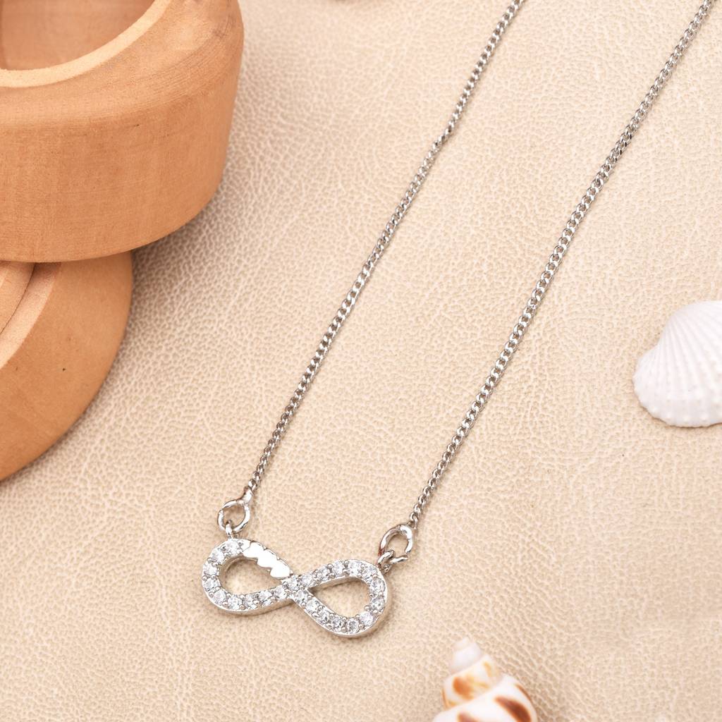 Silver Plated Infinity Heart Pendant With Chain : SIPENWHCZ23