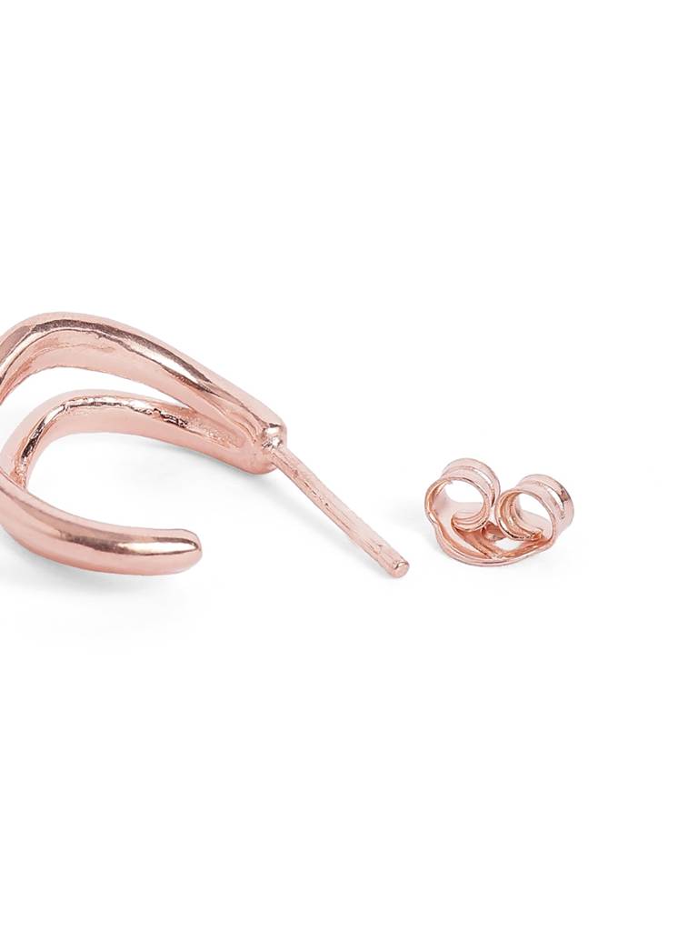 18Kt Rose Gold Plated Curved Half Hoop Earring : FJE5793