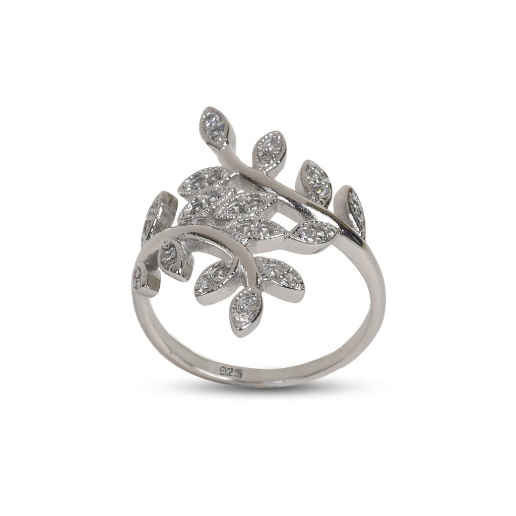 92.5 Sterling Silver Flower Ring : SR013-7