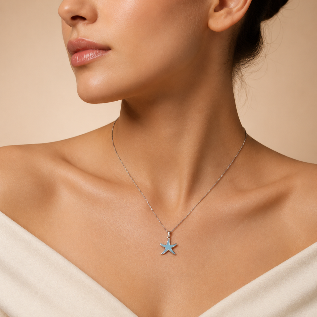 925 Silver Blue Starfish Pendant : PH06035
