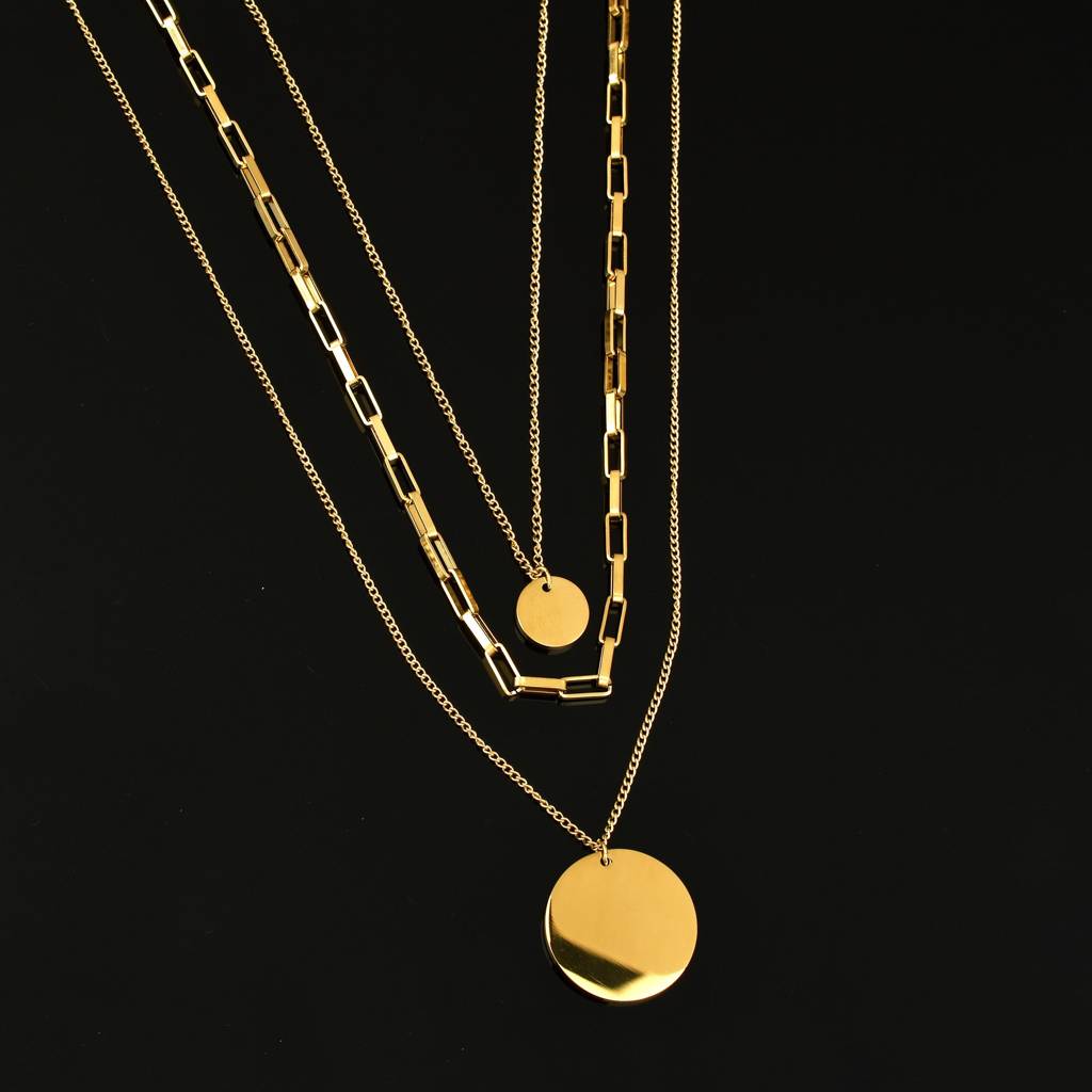 Anti-Tarnish Layered Luxe Gold Plated Necklace : NENECKGPNA18