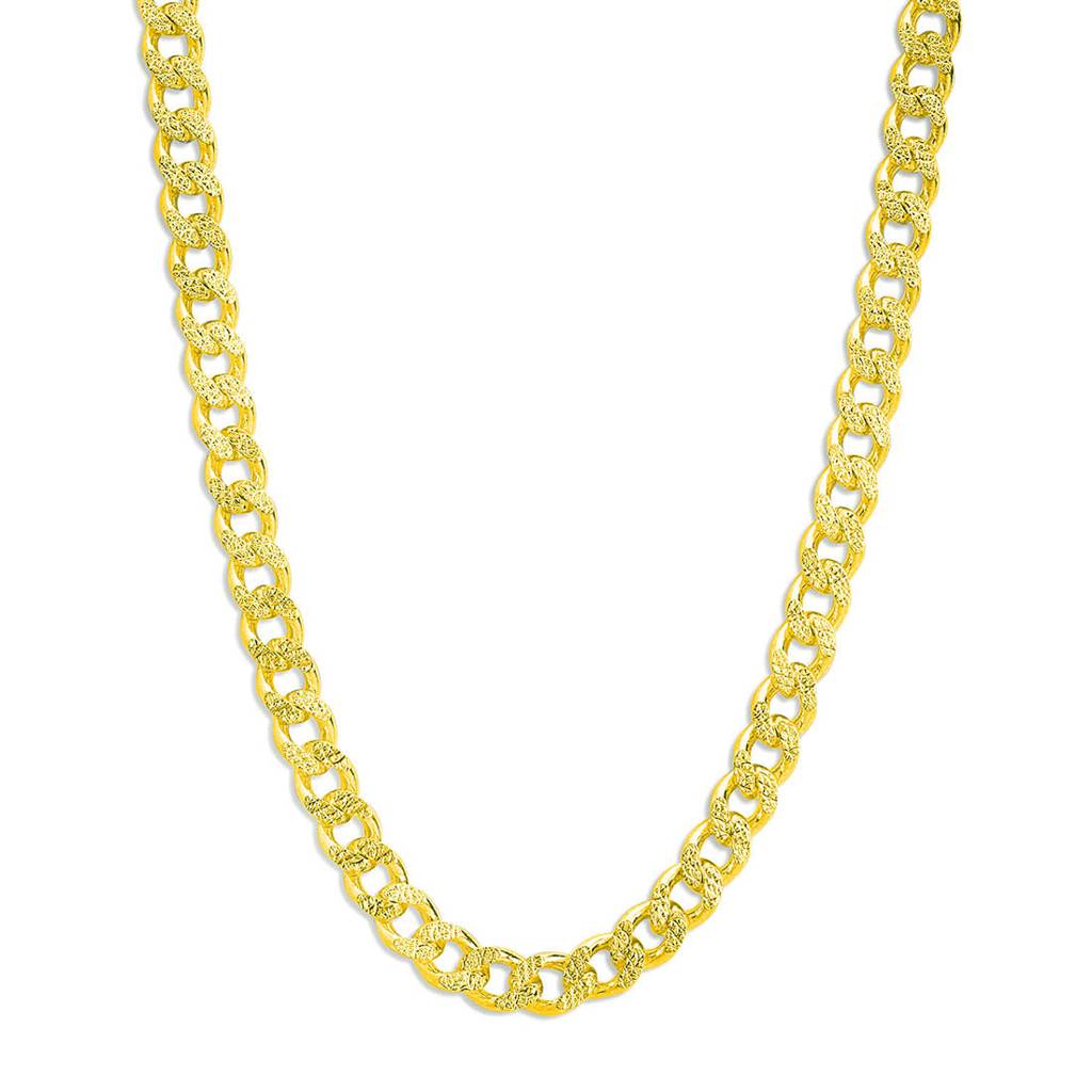 Refined Linked Gold Plated 925 Sterling Silver Men'S Chain : CH-10056-G-20-INCH