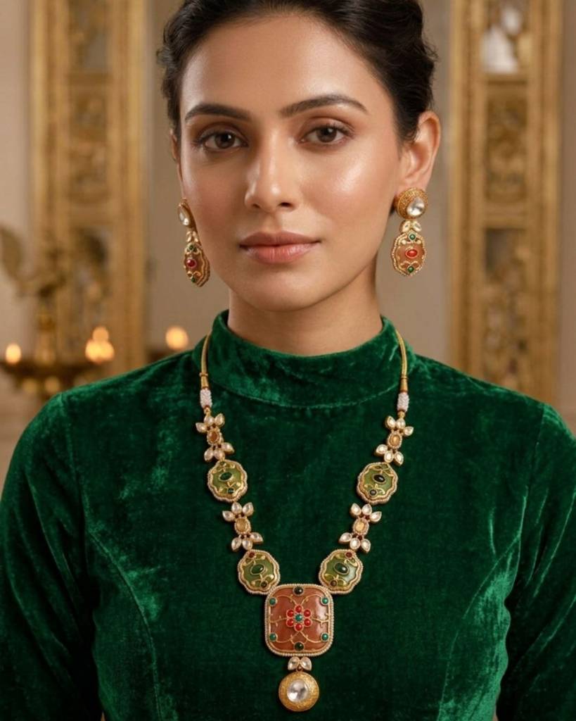 Rang Mahal Kundan Necklace Set : sm28
