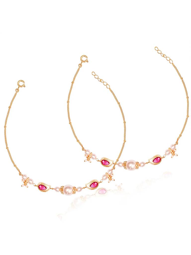 Silver Pearl Aambi Anklet : U080SO015LA0291