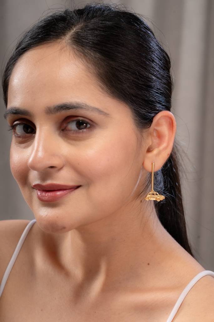 Anti-Tarnish 22Kt Gold-Plated Car Ride Earrings : EC11013