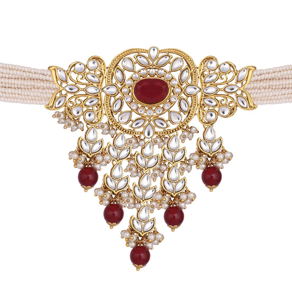 Kundan Allure Ruby Stone Choker Necklace : YI24A0477N