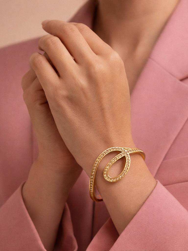 18K Gold Plated Cz Studded Designer Bracelet For Women : ATB869ESDB