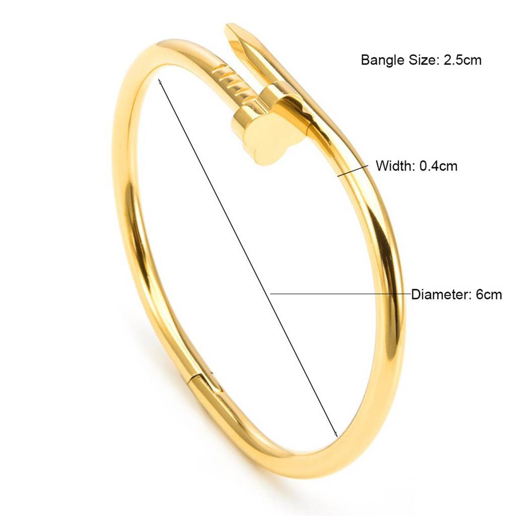 18K Plated Waterproof Anti-Tarnish Nail And Clover  Bangle Bracelet : ASJ0125B2250G