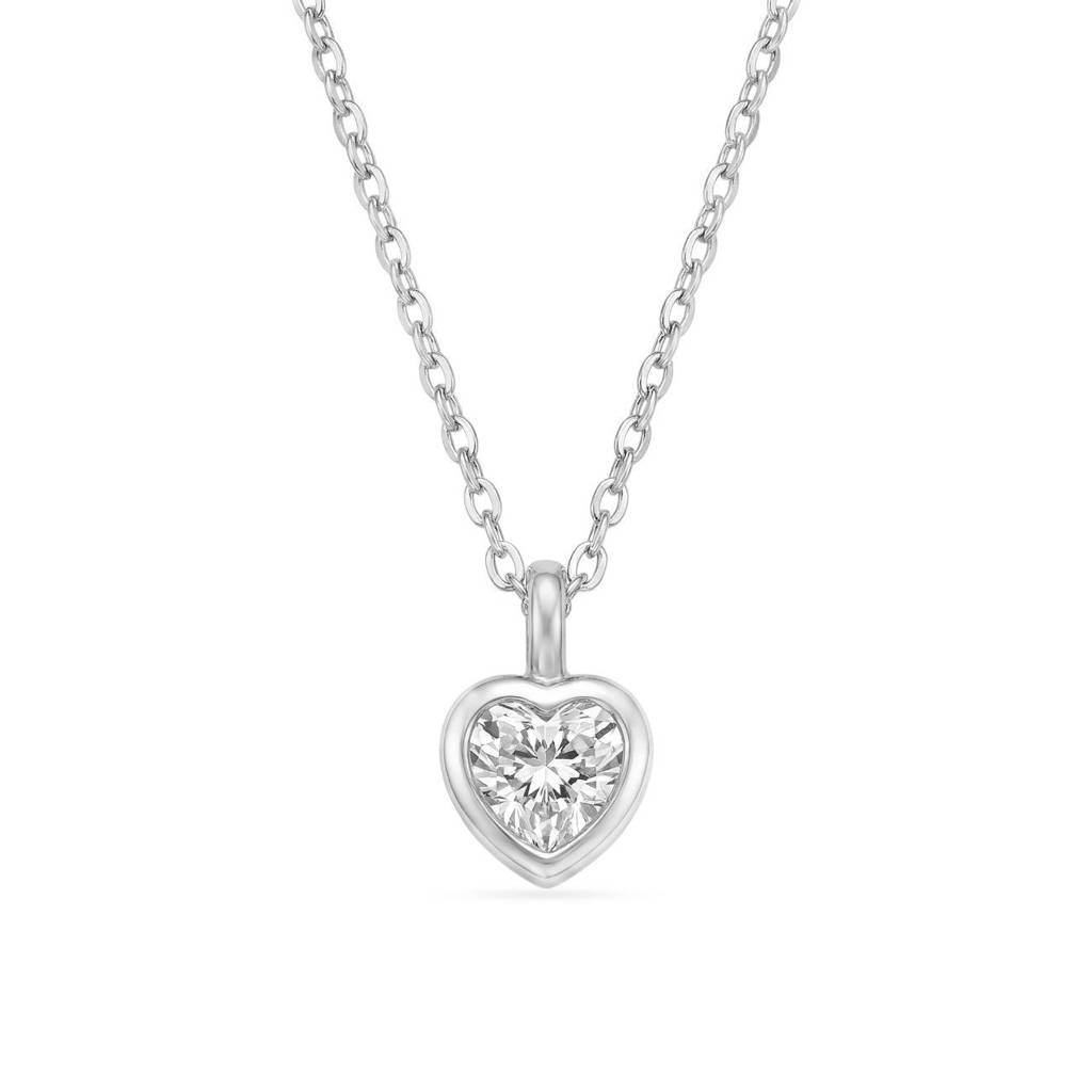 Floating Heart Glow Rhodium Plated 925 Silver Necklace : NL-30431-R