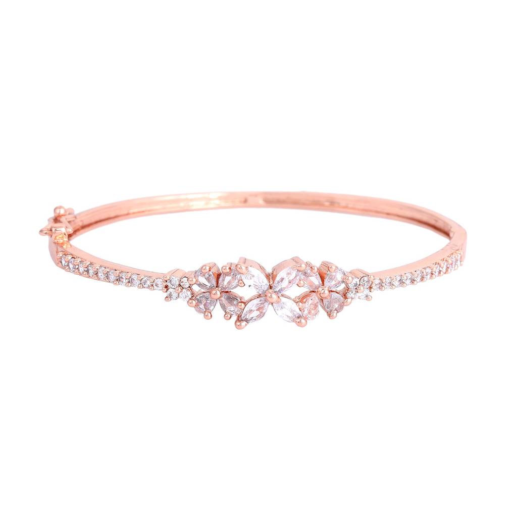 Luminous Luxe: Exquisite American Diamond Bracelet With Premium Rosegold Finish For Women : AD-080-RGWEBR
