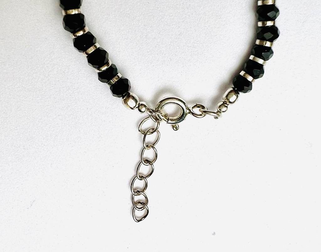 925 Sterling Silver Black Beads Evil Eye Bracelet For Baby : ARSBR109