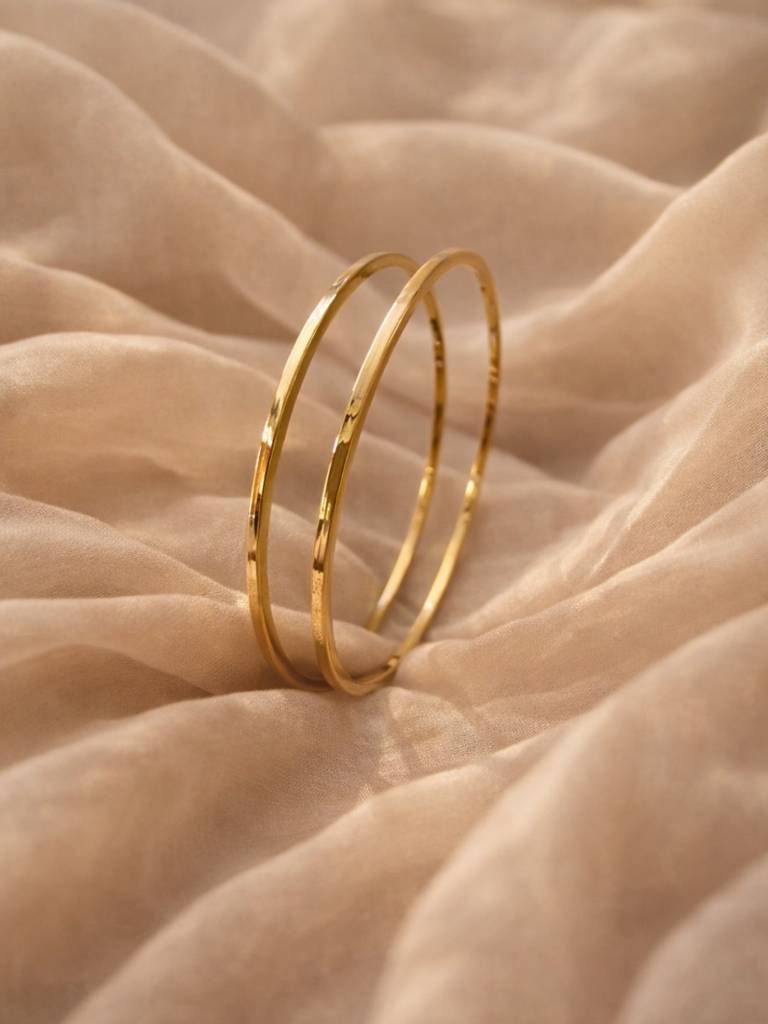 18K Gold Plain Thin Bangle – Anti Tarnish Stackable Bracelet : ATB799PTB