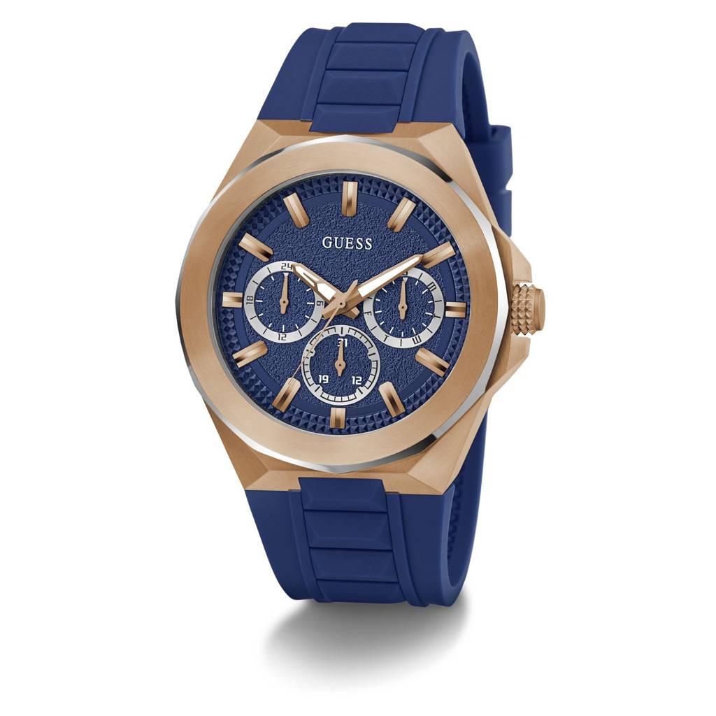 Guess Round 46Mm Blue Dial Analog Men Watch - Gw0799G2 : GW0799G2