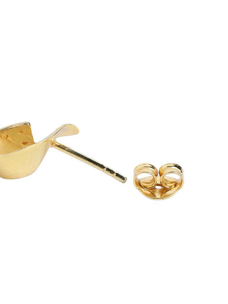 925 Sterling Silver 18Kt Gold Plated Contemporary Petite Stud Earring : SILE600
