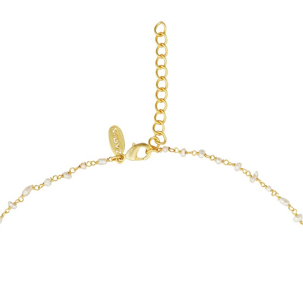 Chaand Ka Nagma Necklace With Mirror Polki And Pearls : PN686PM