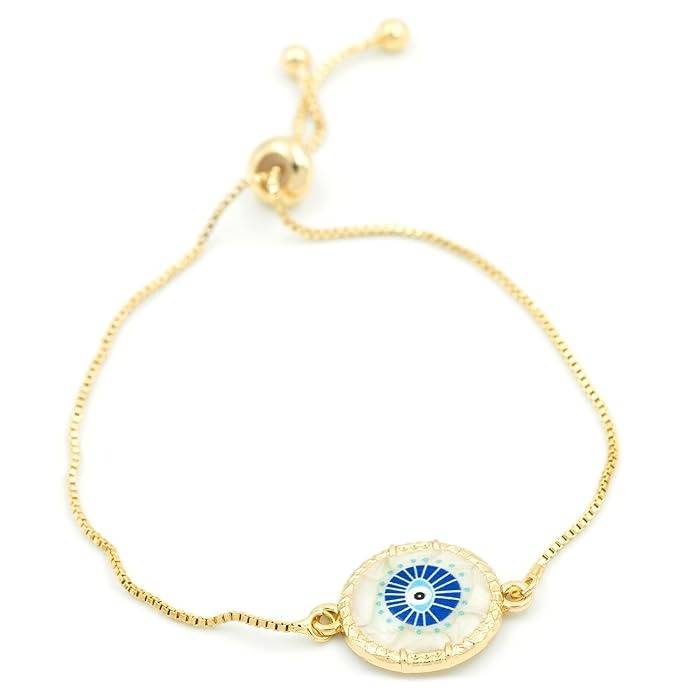 Gold Plated Anti Tarnish Evil Eye Protection Bracelet For Women : HSPS60MB0950
