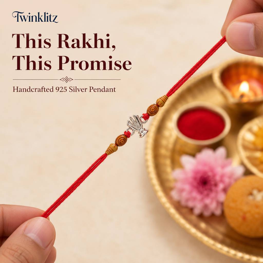 925 Sterling Silver Swastik Om Trishul & Trishul Symbol Rakhi Combo : TWIN073