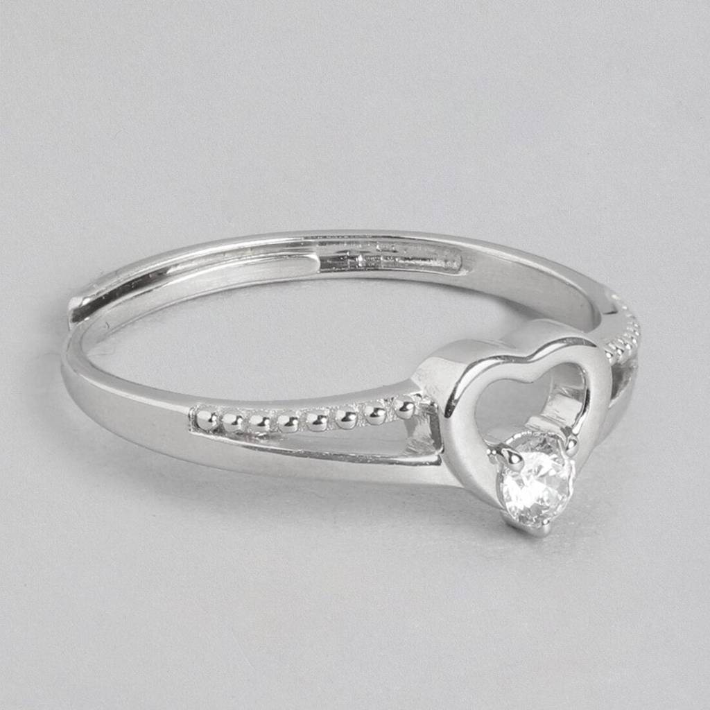 Eternal Love 925 Sterling Silver Rhodium Plated Heart Ring (Adjustable) : RNG-40166