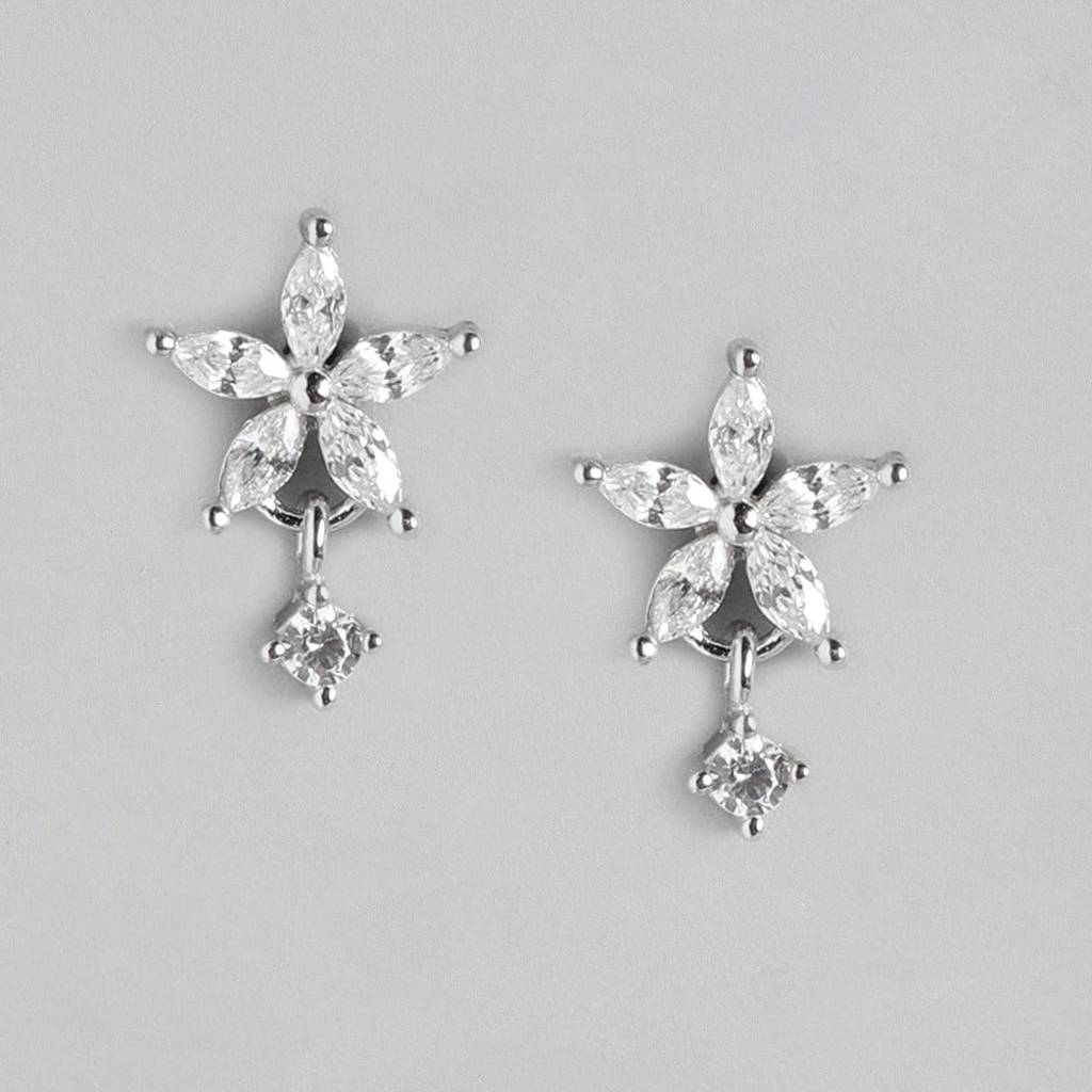 Cz Studded Star  925 Sterling Silver Earrings : EAR-20170