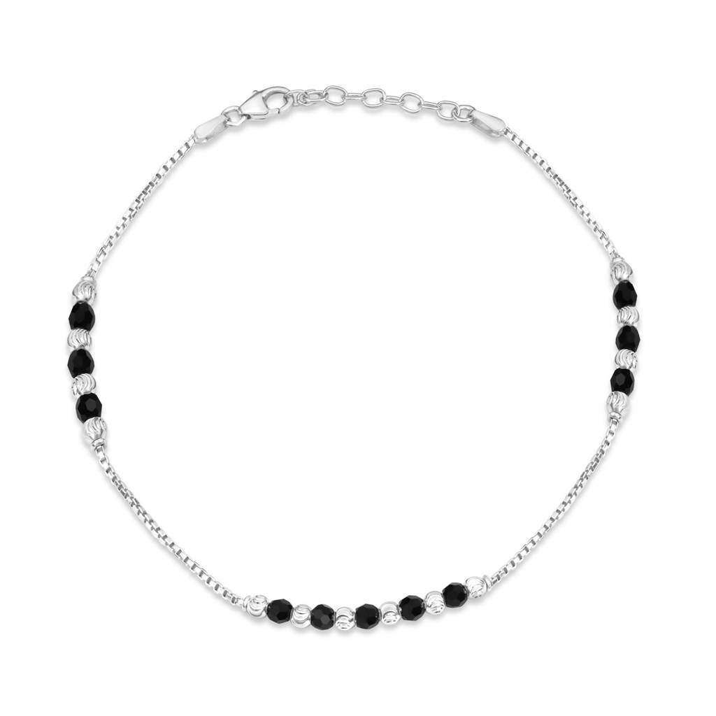 Chic 925 Sterling Silver Rhodium Plated Box Chain Anklet : ANK-60401-PAIR-R