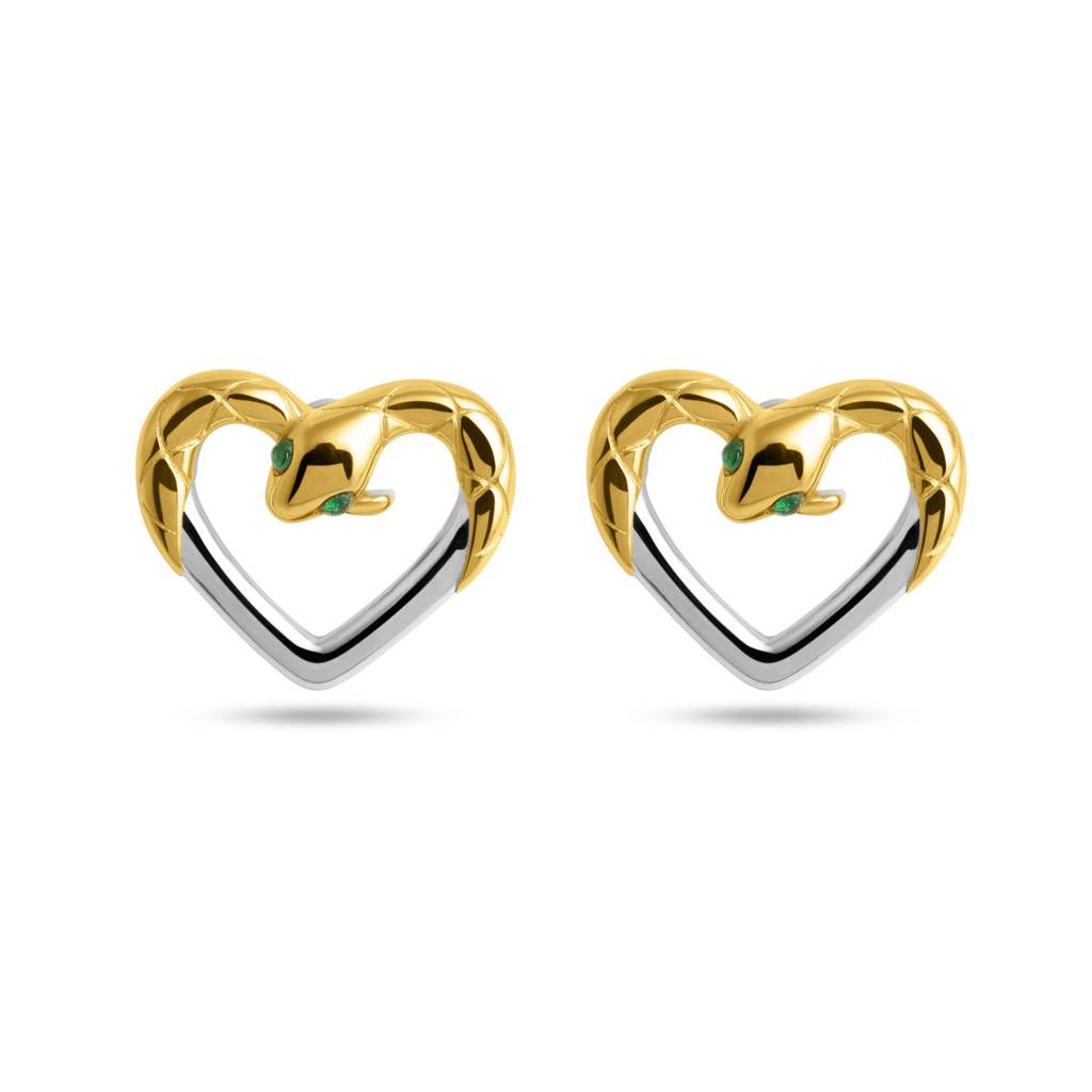 Palmonas Serpent Embrace Heart Stud Earring For Women - Waterproof & Anti-Tarnish : ER0261