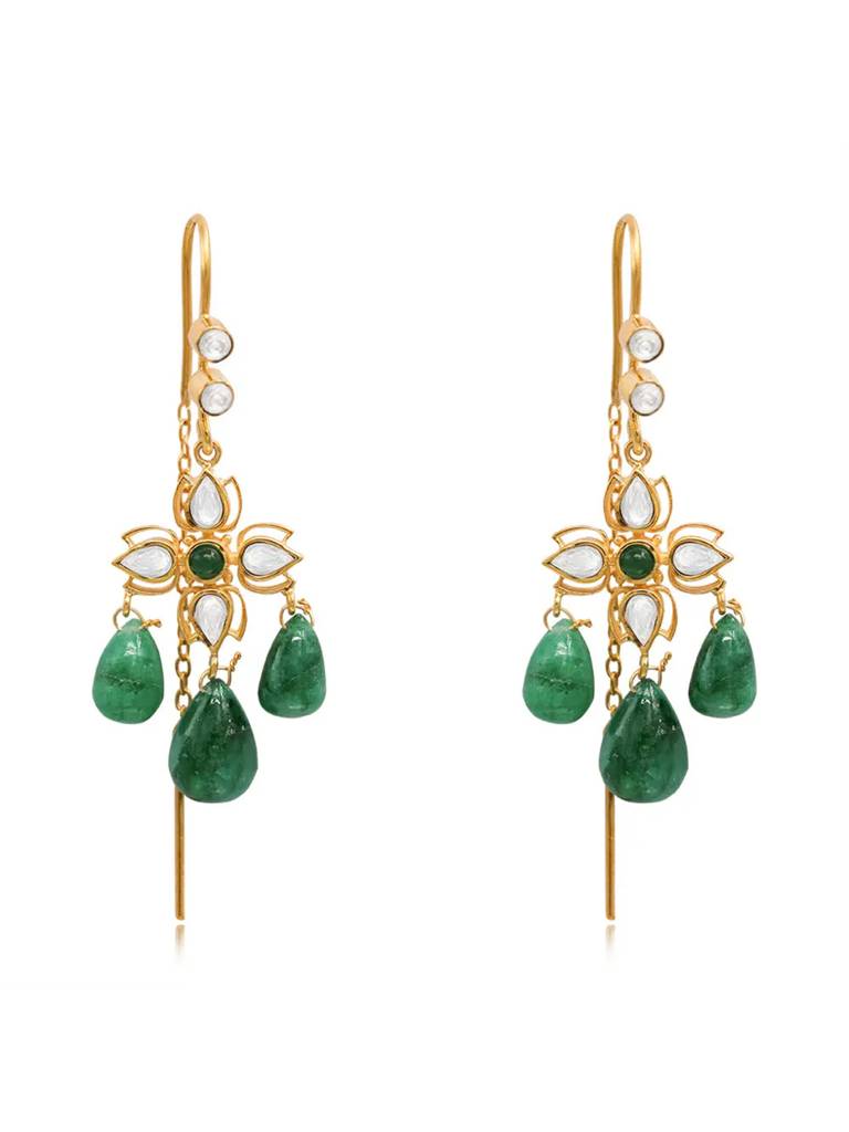 Silver 92.5 Green Sui Dhaga Earring : U080SG0012E1166