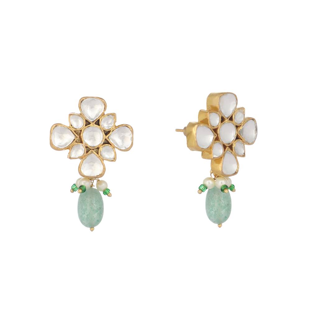22K Gold Plated Kundan Paradise Studs : YI24A0467E