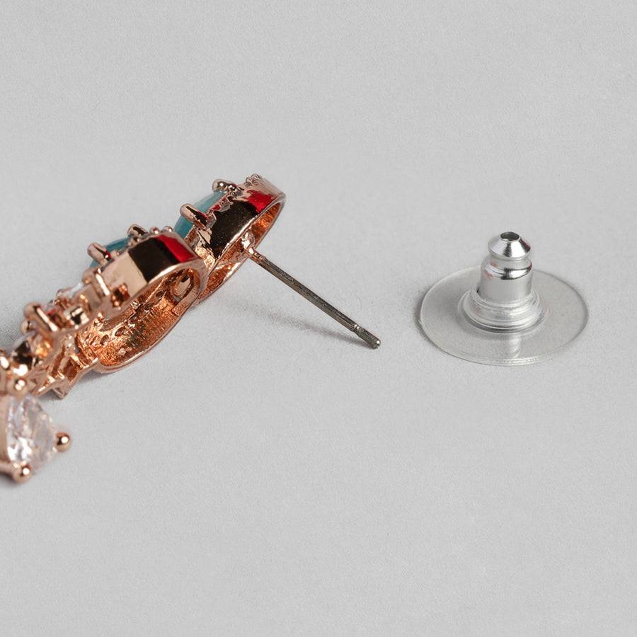 Estele Rose Gold Plated Cz Adorable Necklace Set With Mint Blue Stones For Women : AD-700-RG-MBNKER