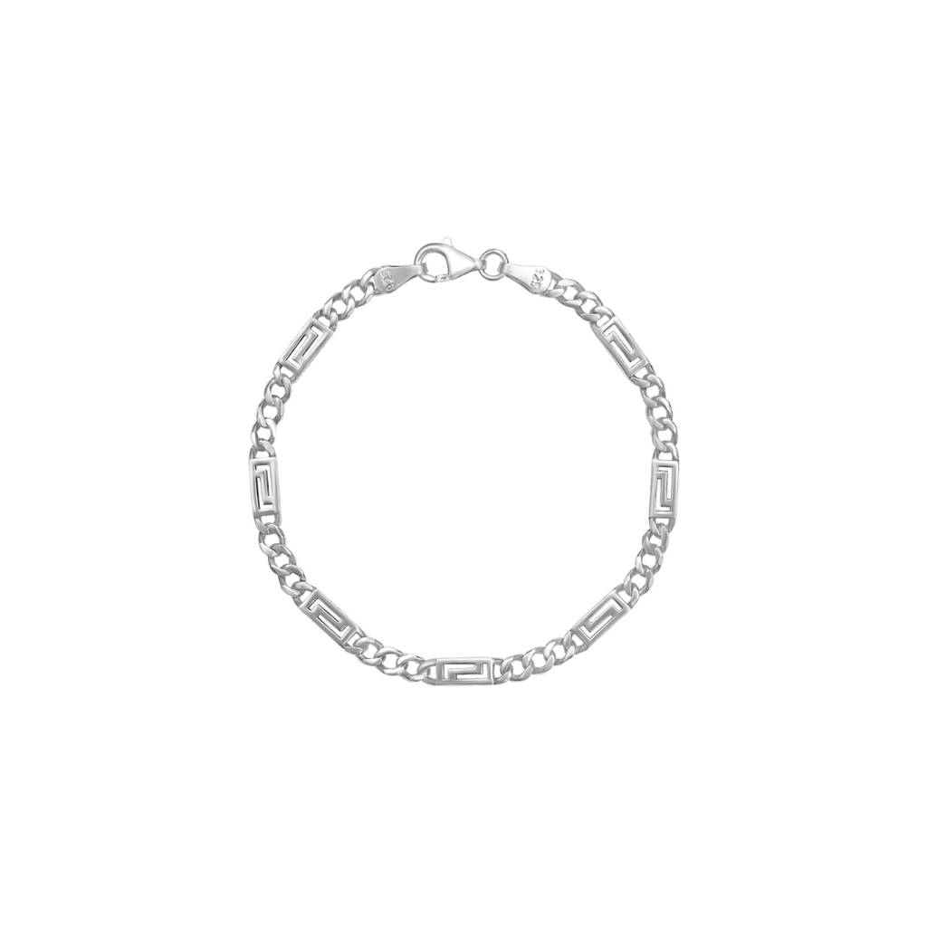 Bold Rhodium Plated 925 Sterling Silver Chain Men'S Bracelet : BR-80412-R