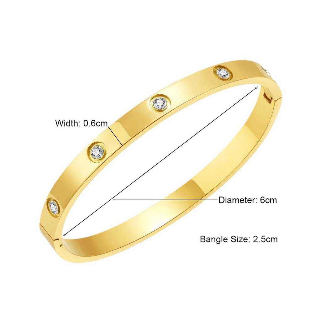 18K Plated Waterproof Anti-Tarnish Zircon  Bangle Bracelet : ASJ0125B2295G