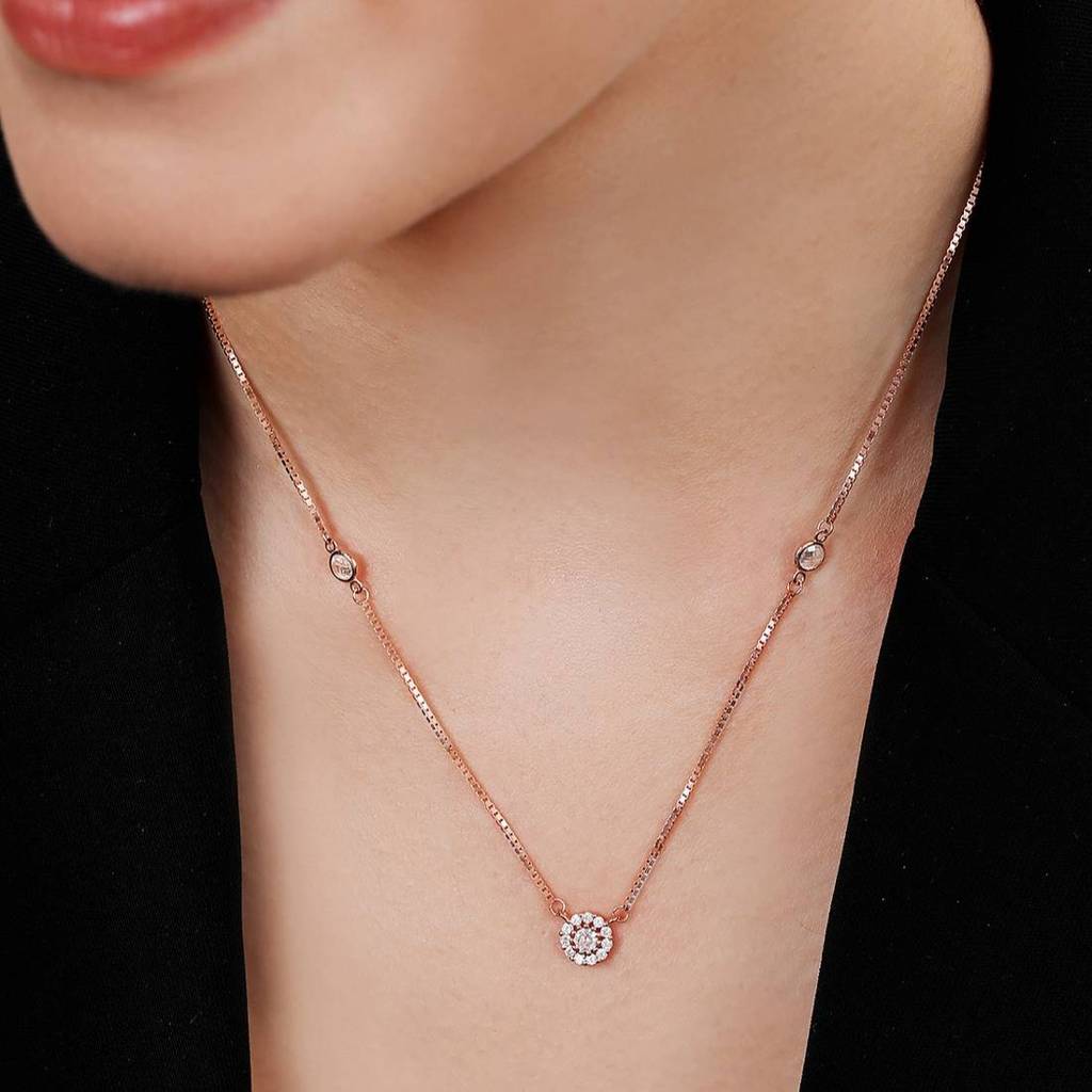 Blooming Beauty Rose Gold Plated 925 Sterling Silver Jewelry Set : NL-30334-RG