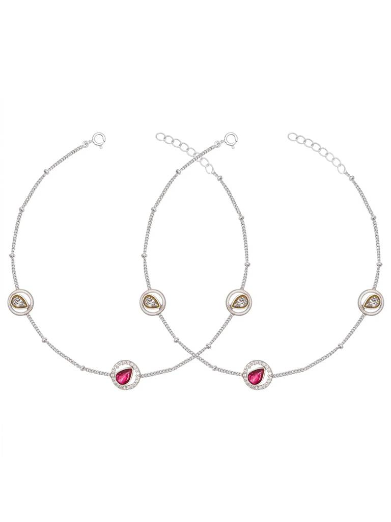 Pure Silver Oxidised Red Anklet : U080SO05LA0307
