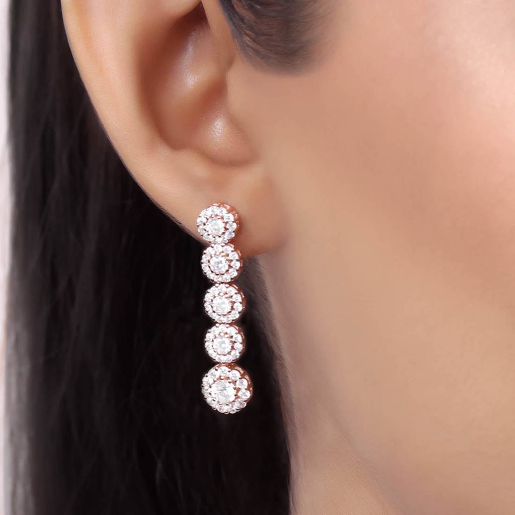 Flowing Elegance Rose Gold Plated 925 Sterling Silver Earrings : EAR-20858-RG
