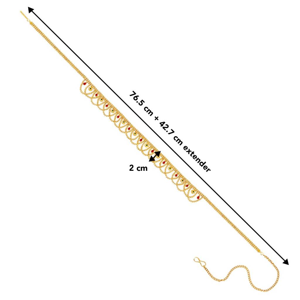 Peora Gold Plated Synthetic Stone Studded Kamar Band Kamar Patta Belly Waist Chain Traditional Ethnic Jewellery : PF04BCH002RG