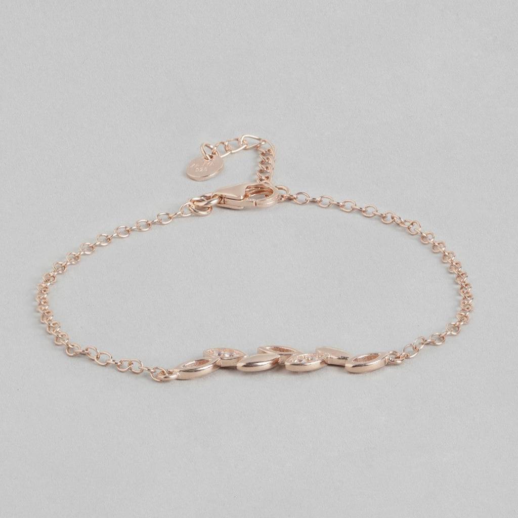 Nature'S Embrace Leaf Rose Gold-Plated 925 Sterling Silver Bracelet : BR-80201-RG