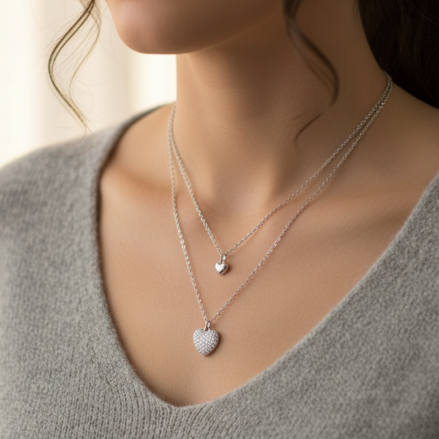 Toned Heart Pendant Necklace For Women – Elegant Heart Design With Subtle Cz Accent | Premium Romantic Jewellery : 5394987611