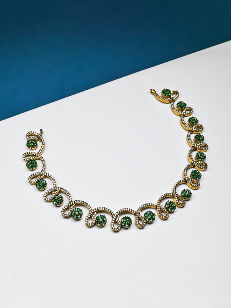 Aryahi Necklace With Earrings | American Diamond : RKNP000025