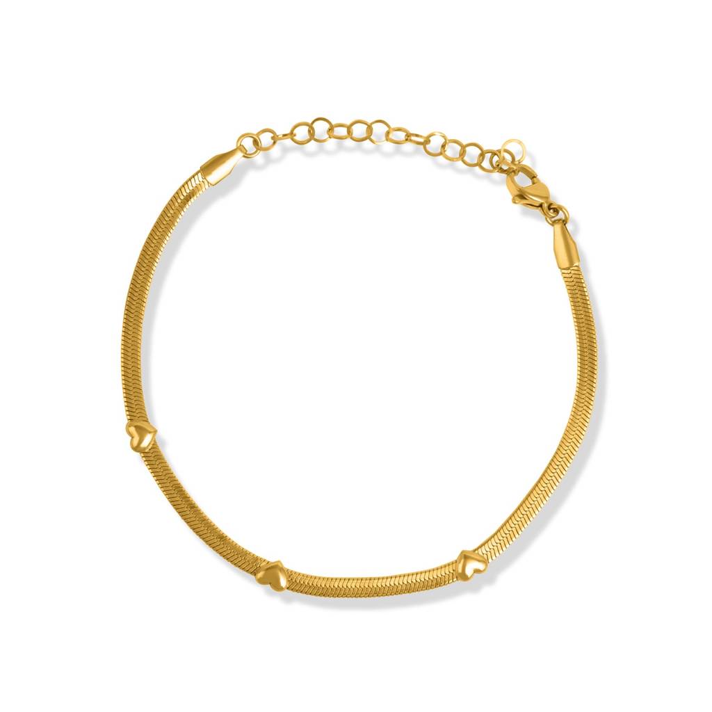 Palmonas Minimal Heart Linked Station Bracelet For Women - Waterproof & Anti-Tarnish : BR0428