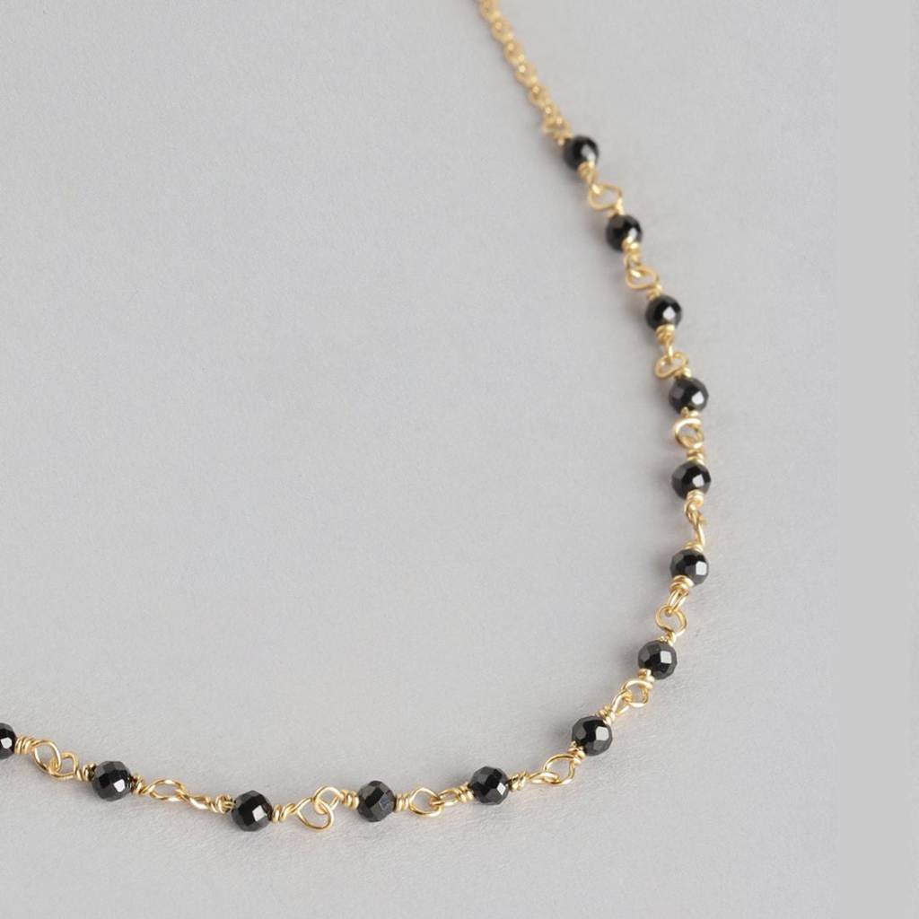 Golden Rhapsody 925 Sterling Silver Gold-Plated Beaded Mangalsutra : MGS-10049-G