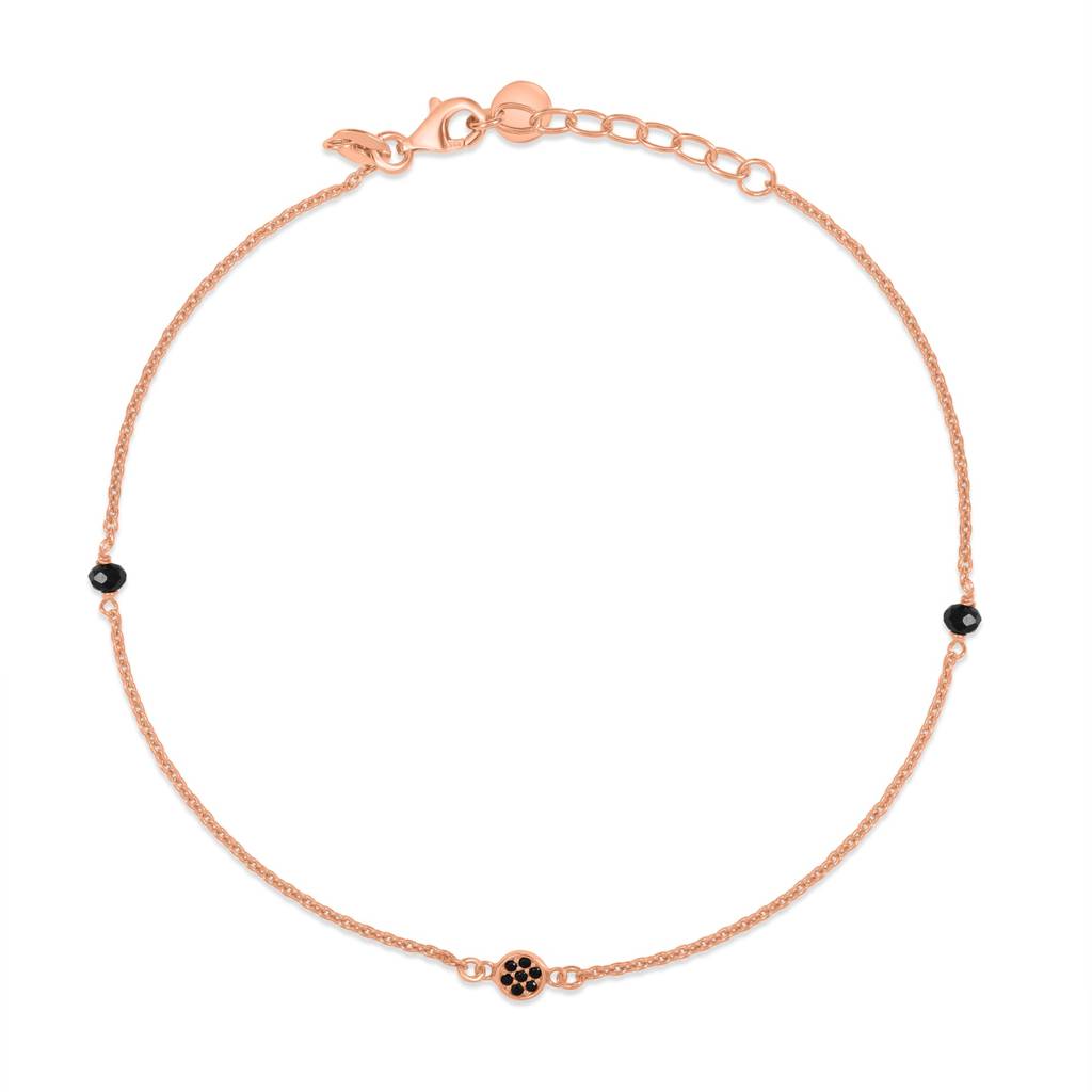Enchanting Charm Rose Gold Plated 925 Sterling Silver Adjustable Link Chain Anklet : ANK-60410-PAIR-RG