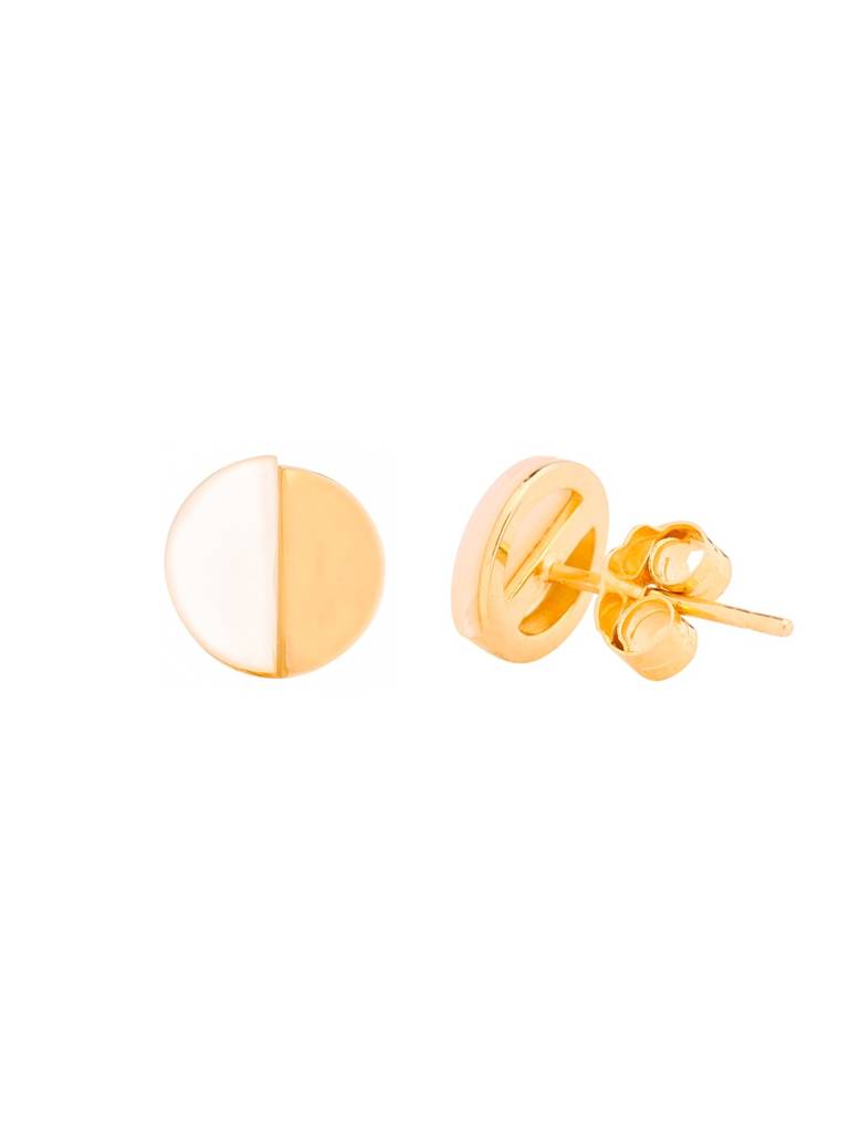 Kicky And Perky 925 Sterling Silver Mop Round Stud Earring : VSILIJE047_G