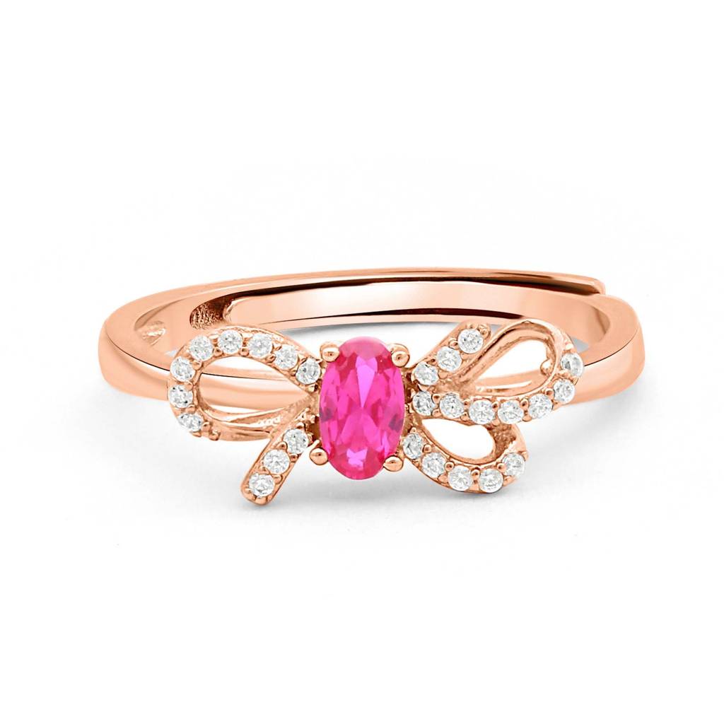Beautiful Bow Rose Gold Plated 925 Sterling Silver Ring : RNG-40380-RG