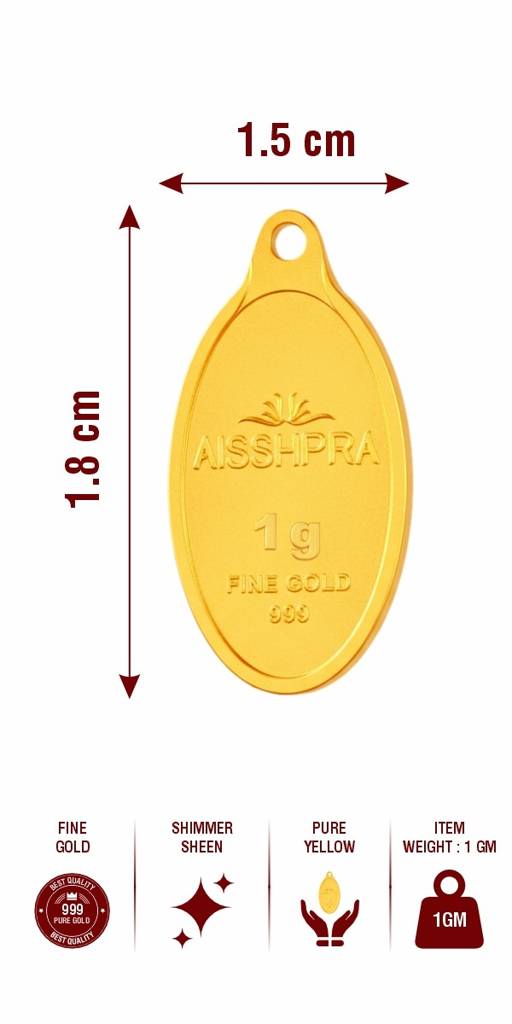 24 Kt 2 Gram Gold Coin Pendant Lakshmi Ji - 999 Purity : AGJ-Gld-Coin-999-LAX-01