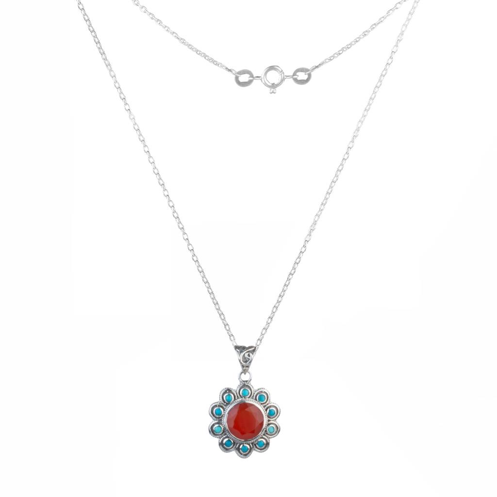 925 Sterling Silver Carnelian Pendant For Women | Orange Gemstone Pendant | Without Chain : FU-0739
