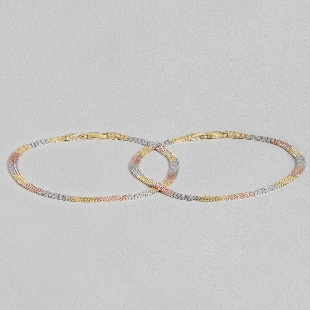 Multi Toned 925 Sterling Silver Anklet : ANK-60069-PAIR