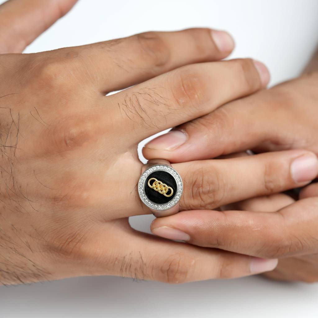 Men'S Audi Diamond Silver Ring : KMJ302